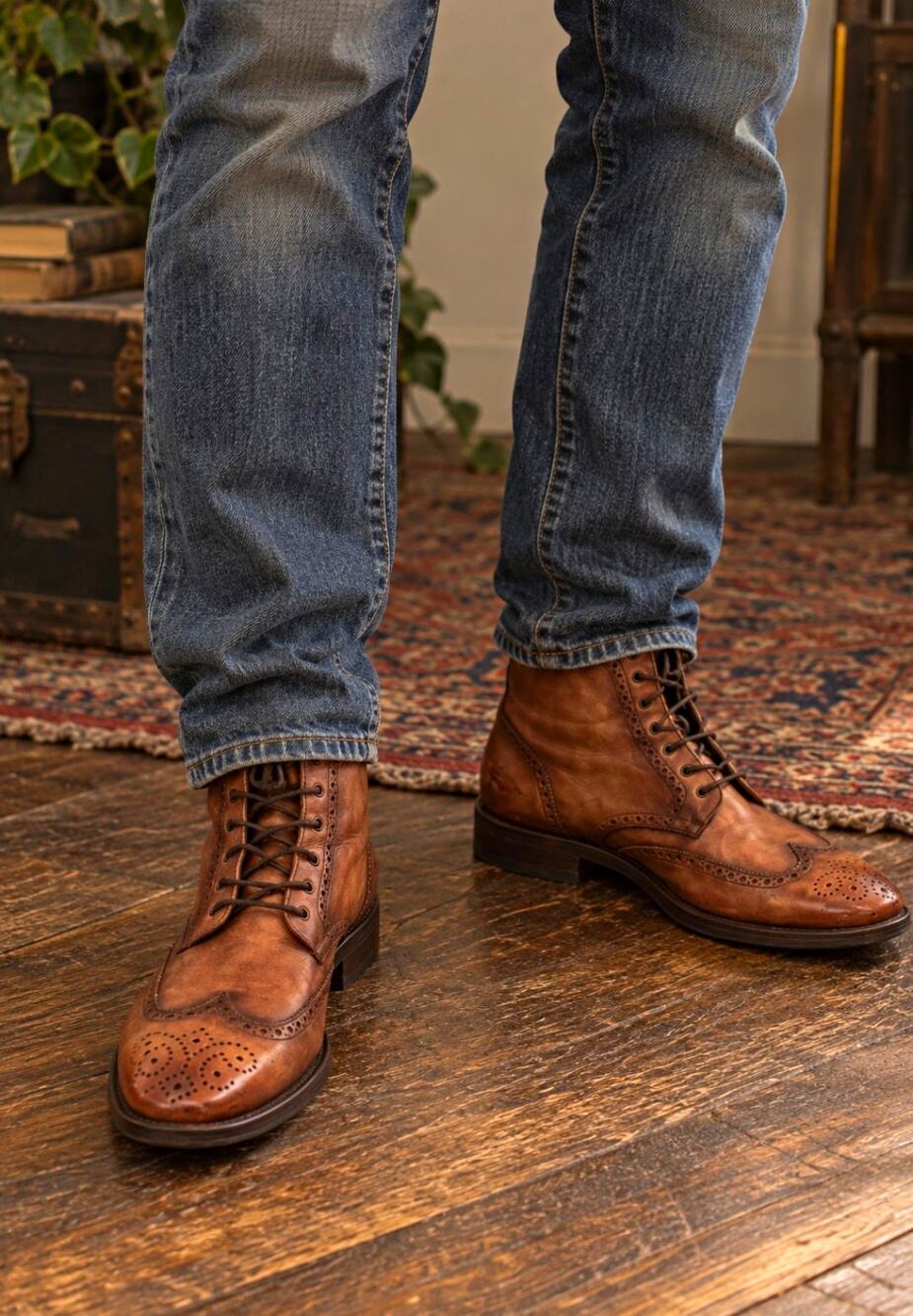 Thursday Boot Co Wingtip Boots Mens 10 Brown Leather Brogue Goodyear Welt